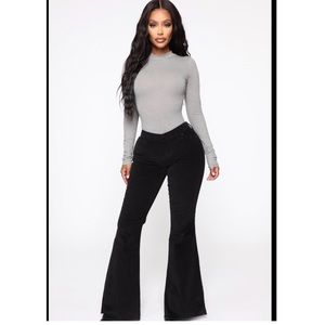 Fashion Nova Feel Me Low Rise Corduroy Flare Pants